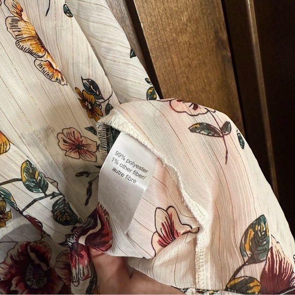 Maurice’s Floral Kimono Cardigan white semi sheer floral print Size 0/1 - Picture 8 of 10